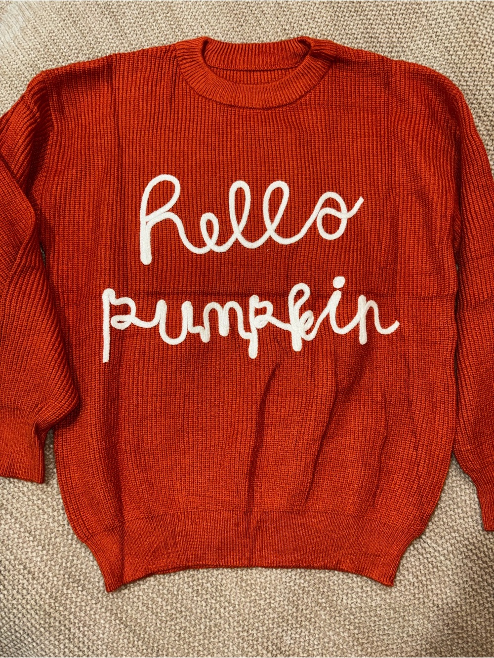Hello Pumpkin Orange Knit Sweater